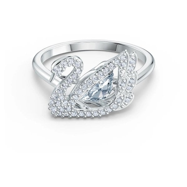 Dancing Swan ring White, Rhodium plated SIZE 50
