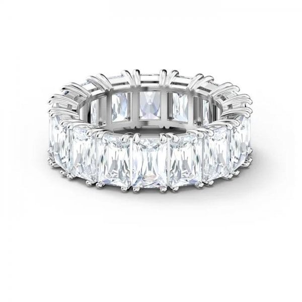 Vittore wide ring White, Rhodium plated Size 52