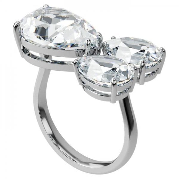 Millenia cocktail ring Pear cut crystals Size 58