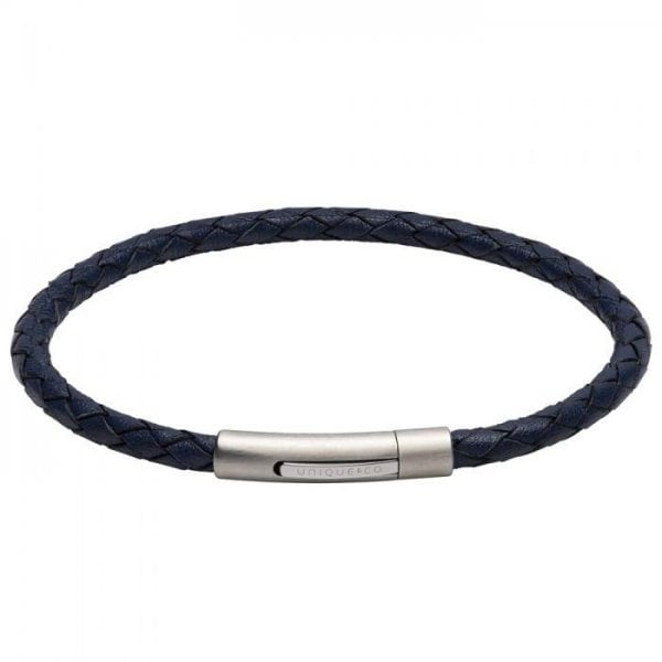 Blue Leather Bracelet 21cm