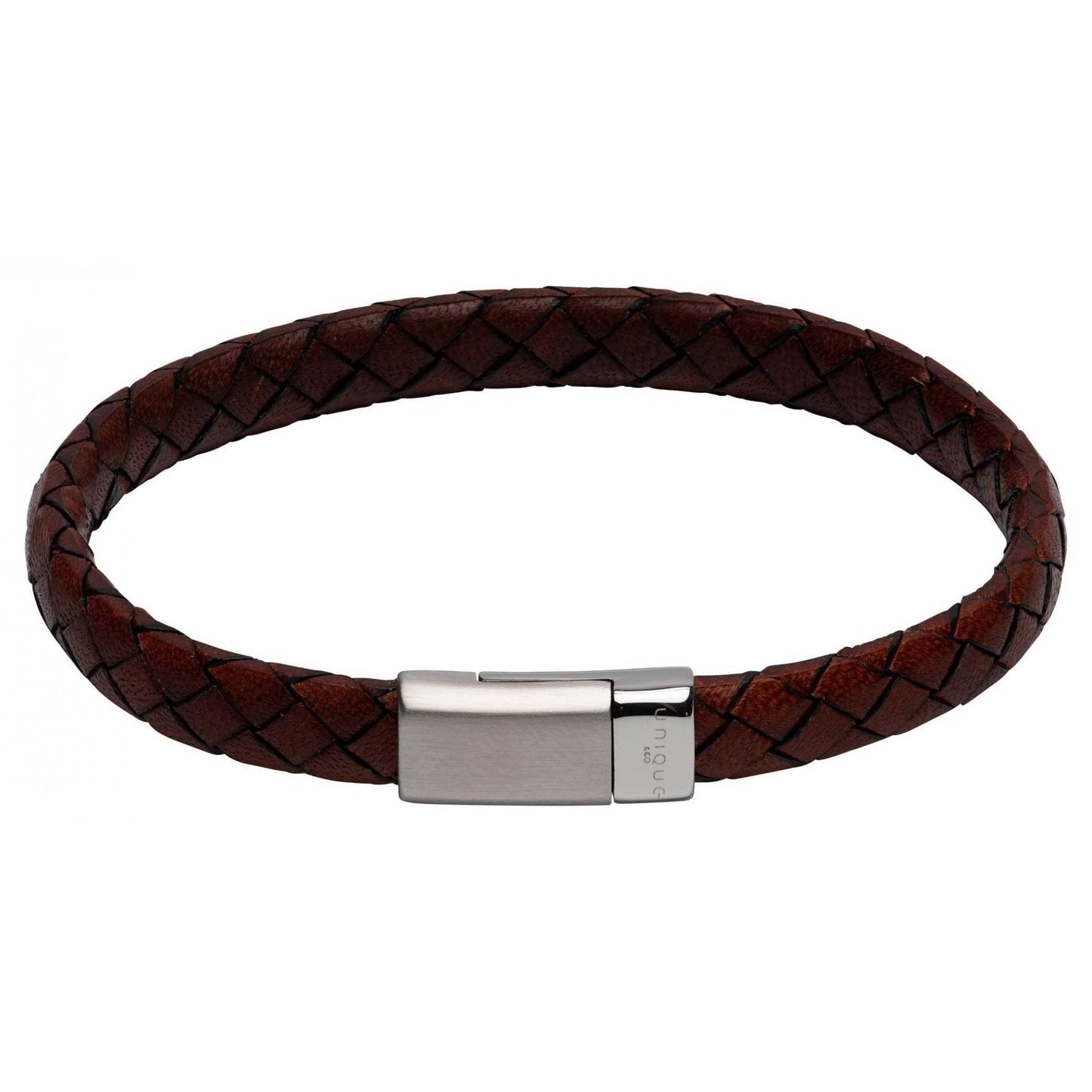 Leather bracelet with steel clasp