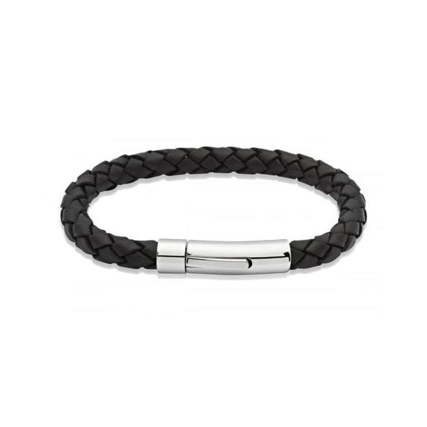 Black Leather Bracelet 21cm