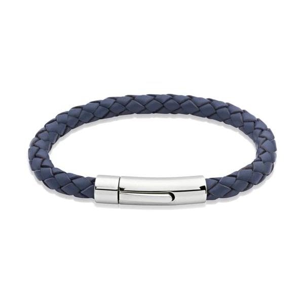 Blue Leather Bracelet 21cm