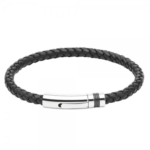 Leather bracelet with steel clasp