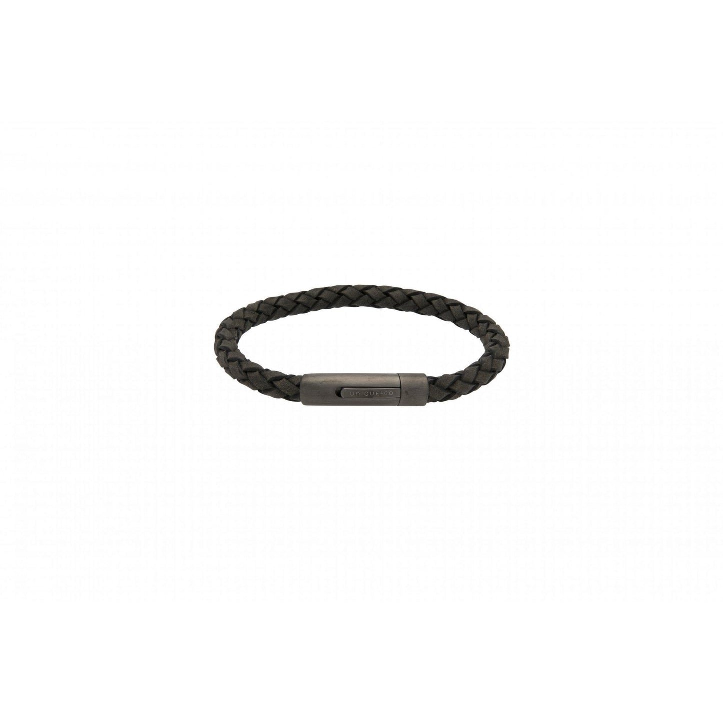 Leather bracelet with gunmetal steel