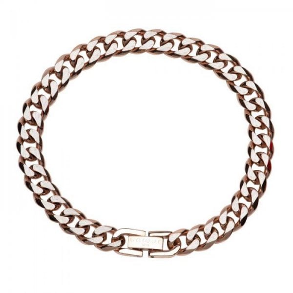Rose Gold Plated Steel Curb Necklace 50cm