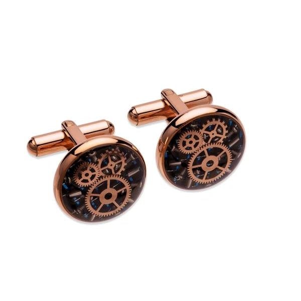 Steel Cufflinks with Rose Gold