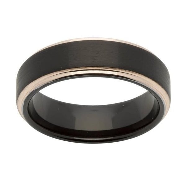 Rose Gold Black Tungsten 7mm