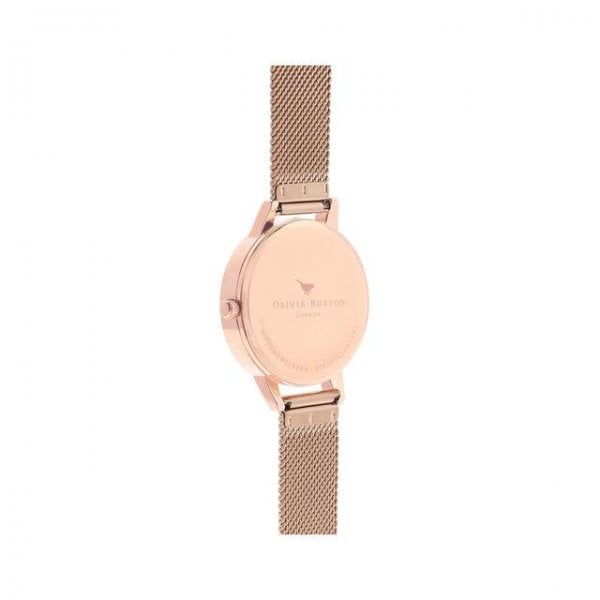 White Dial Rose Gold Mesh Watch