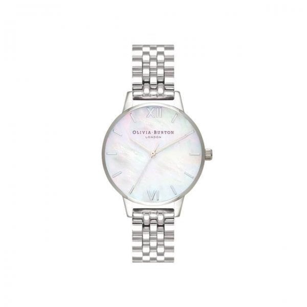 Mother Of Pearl White Bracelet, Silver Watch