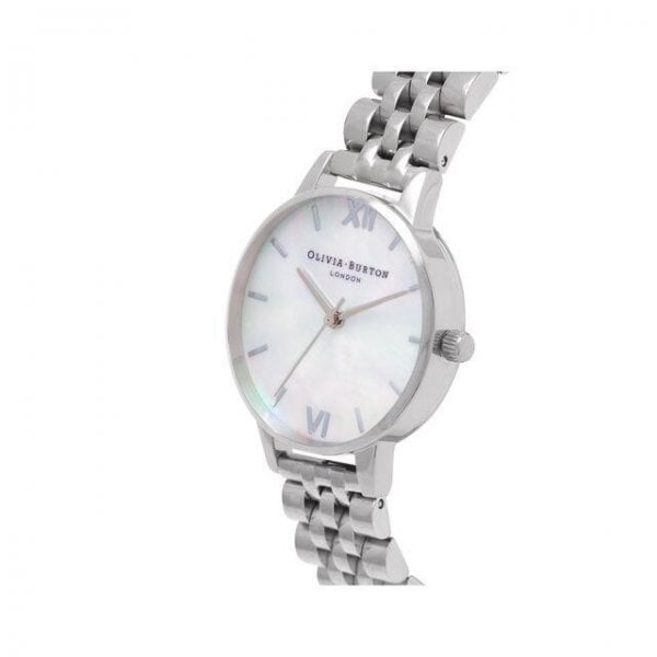 Mother Of Pearl White Bracelet, Silver Watch