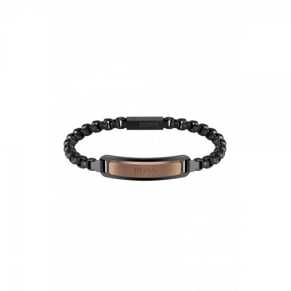 Men's Black Ion Two-Tone Plated ID Bracelet