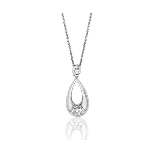 PEAR SHAPE CZ DETAIL PENDANT+CHAIN