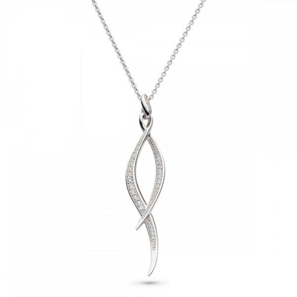 Entwine Twist Rhodium Plate Zirconia 20" Necklace