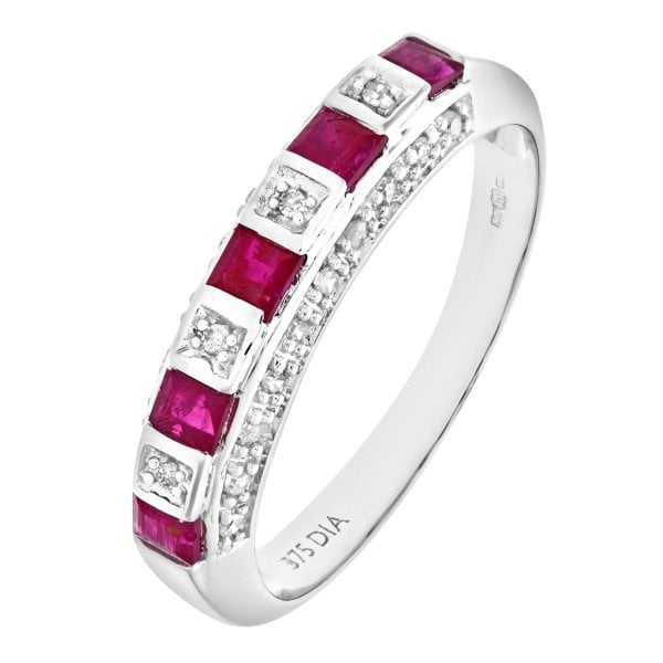 0.10ct Diamond, Ruby Ring - size S