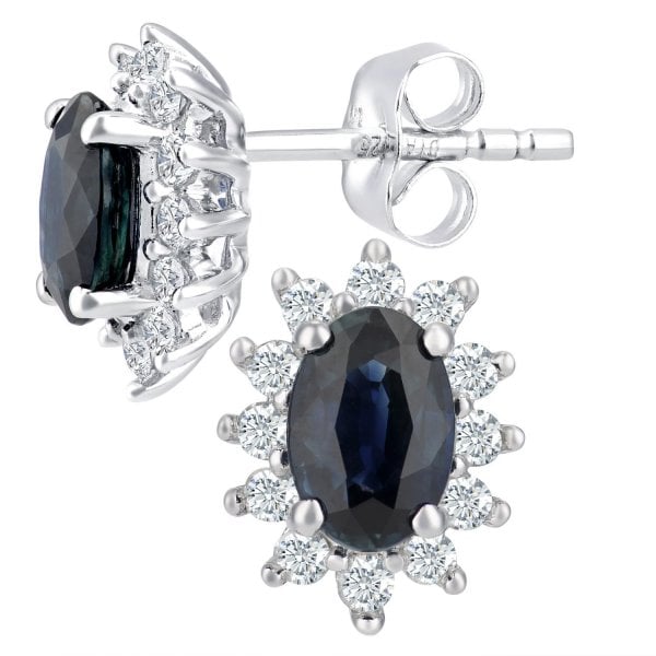 Diamond 0.25ct, Sapphire Earrings