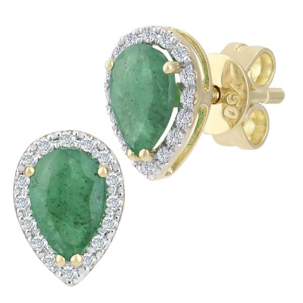 0.07ct Diamond, Emerald Earrings