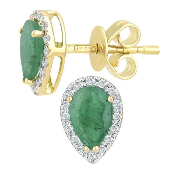 0.07ct Diamond, Emerald Earrings