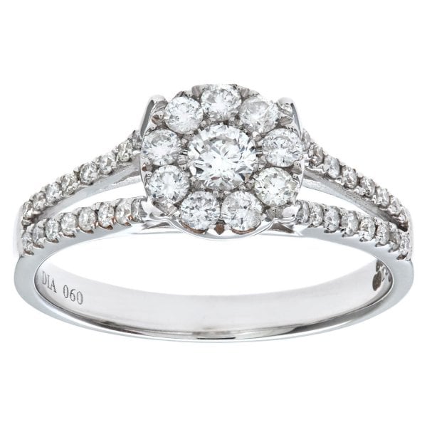 18ct White Gold and Diamond Ring SIZE Q