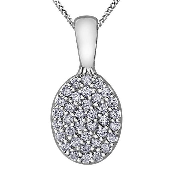 9ct .15CT WG Oval Diamond Pendant