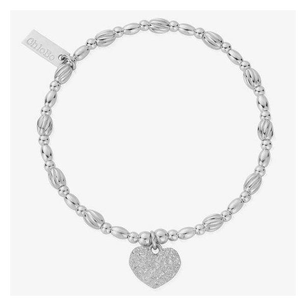 Shining Heart Silver Beaded Bracelet