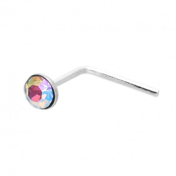 SIL. NOSE STUD: 2MM CRYSTAL ASSORTED COLOURS