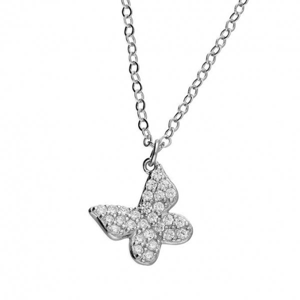 SIL.NECKLACE: 41-46CM.16-18IN CZ BUTTERFLY