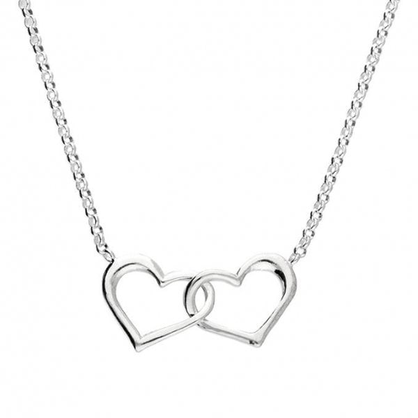 SIL.NECKLACE:41-46CM INTERLINKED OPN HEART