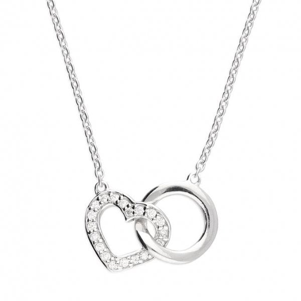 SIL.NECKLACE: 43-46CM CZ INTERLOCK