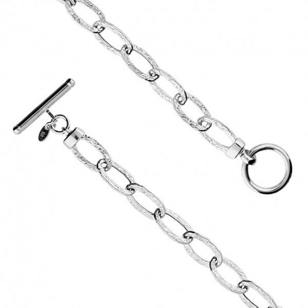 SIL.NECKLACE: 43CM HOLLOW T-BAR
