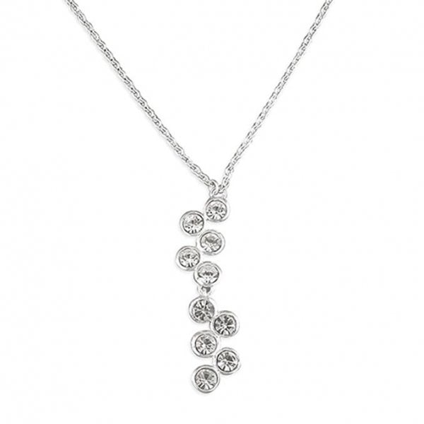 SIL.NECKLACE: 40CM/16IN 10-CRYSTAL CASCADE