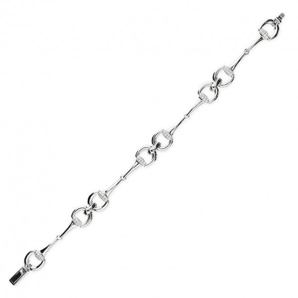 SIL.BRACELET: 19CM CZ SNAFFLE