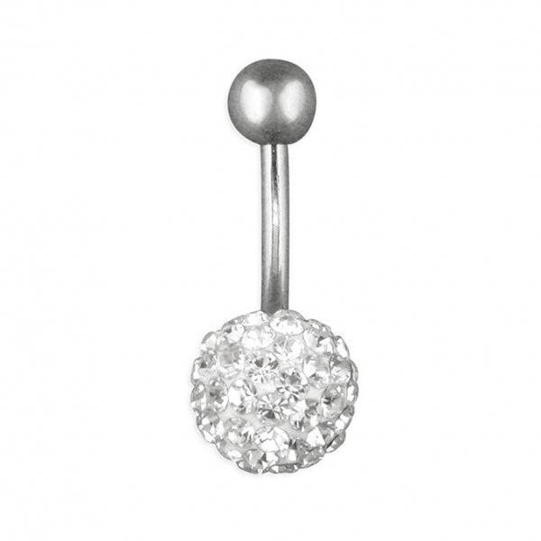 SIL.BODY: WHITE CRYSTAL GOLFBALL BELLY BAR