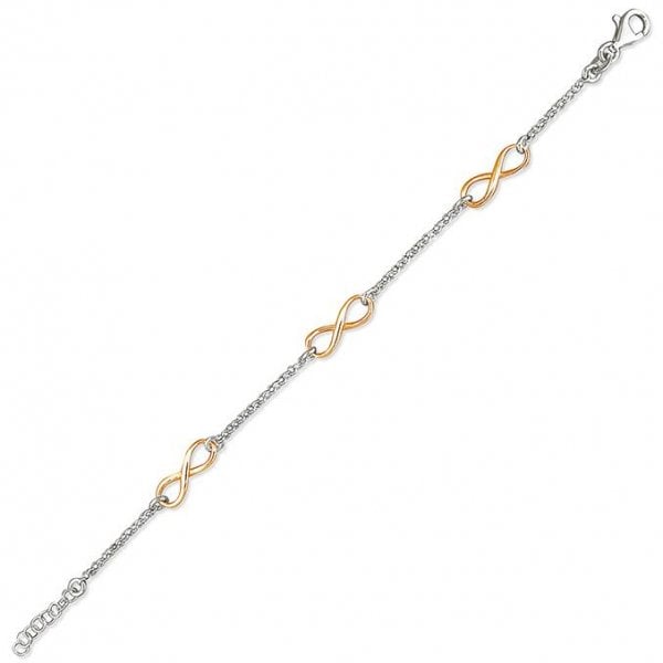 SIL.BRACELET: 19CM TRIPLE RSE GLD INFINITY
