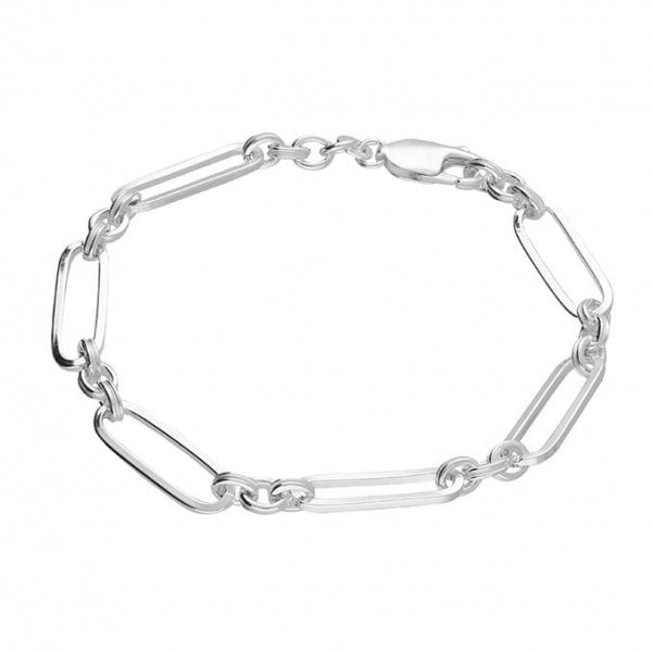 SIL.BRACELET: 19CM PLAIN OVAL LINK/3 LINK