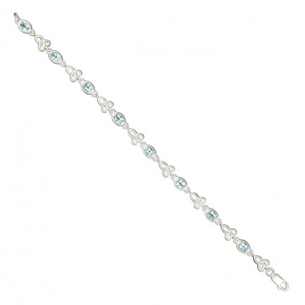 SIL.BRACELET: BLUE TOPAZ WITH CELTIC LOOPS