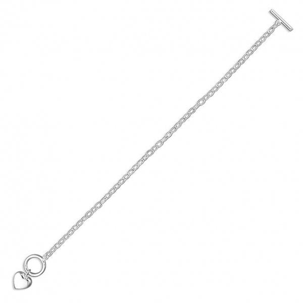 SIL.BRACELET: T-BAR WITH PUFFED HEART CHARM