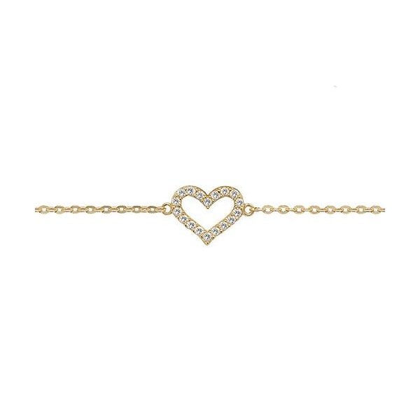 9CT GOLD LADIES' 7.25 IN CZ HEART BRACELET