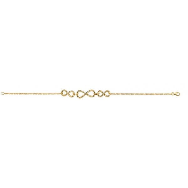 9CT YEL GOLD LADIES' 7.5 INCH TRIPLE INFINITY BRAC