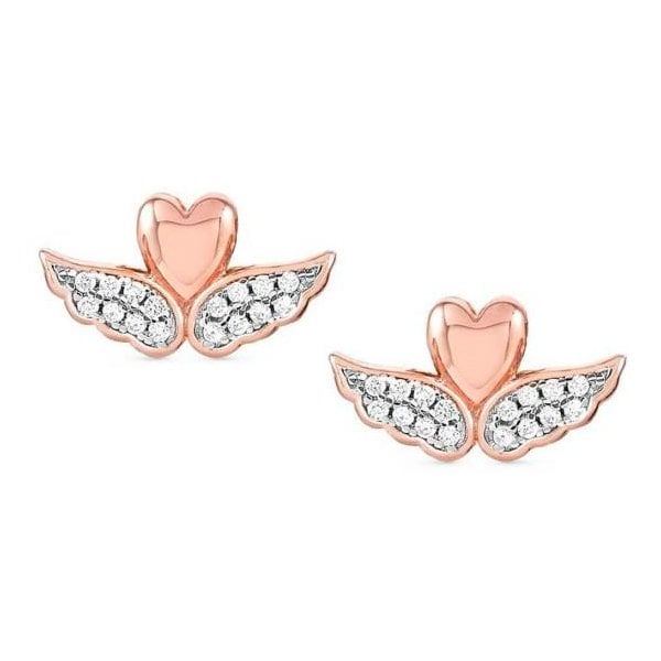 Sweetrock Romance Rose Gold Winged Heart Earrings