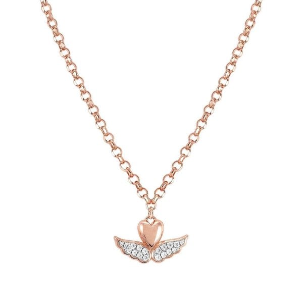 Sweetrock Edition Cubic Zirconia Winged Heart Rose Gold Necklace