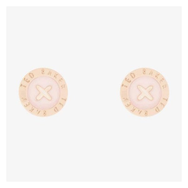 Eisley Rose Gold Finish Pink Enamel Mini Button