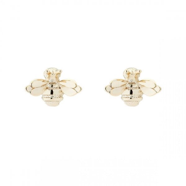Beelii Bumble Bee Gold Finish Stud Earrings