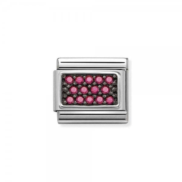 Silver & Fuchsia CZ Pave Charm