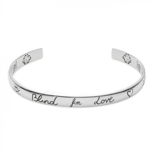 Aureco Black Silver Blind For Love Heart Bangle