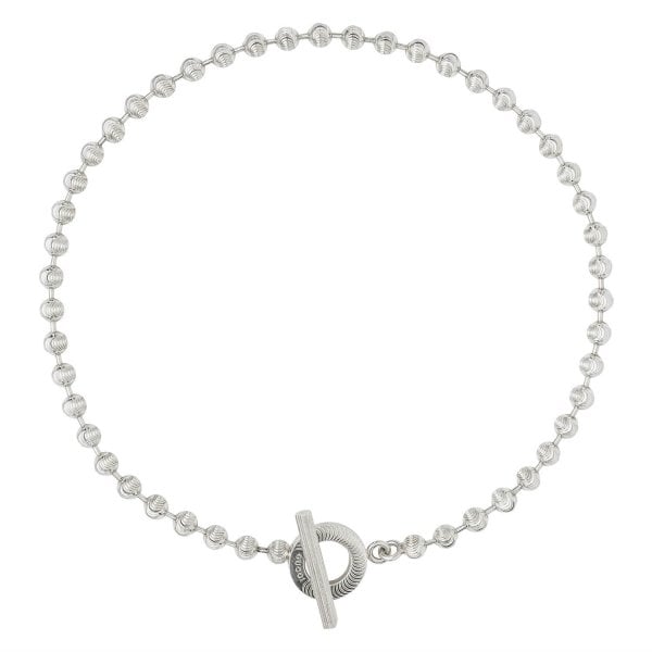 Silver Boule Beaded Choker Necklace - XL 41cm