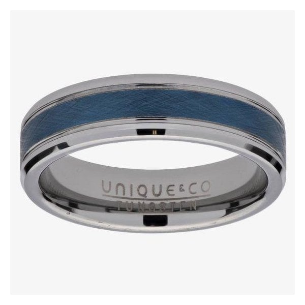 6mm Blue Inlay Tungsten Carbide Ring Size 62