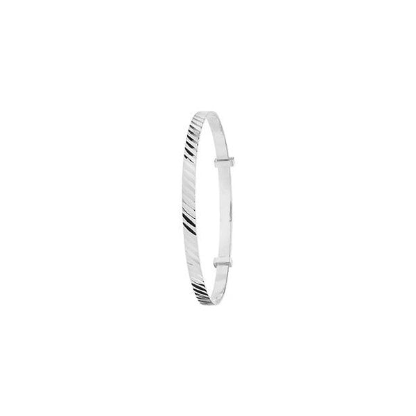 SILVER BABIES' ROUND DIA CUT EXPANDABLE BANGLE