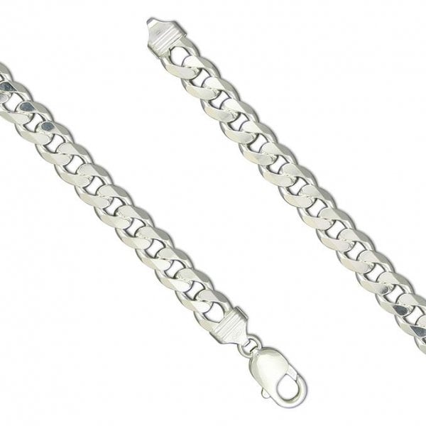 Silver Bracelet Gents - 23cm, Heavy Flat Curb