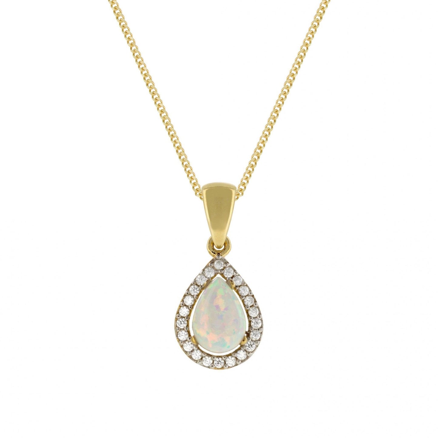 9ct tear c.opal 7x5mm with CZ surround - Pendant